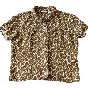 Liz Claiborne Lizwear Leopard Button-Up Shirt M